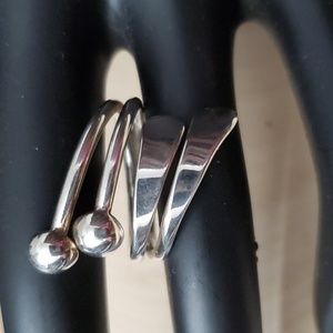 Sterling Silver 925 Crossover Bead Ring